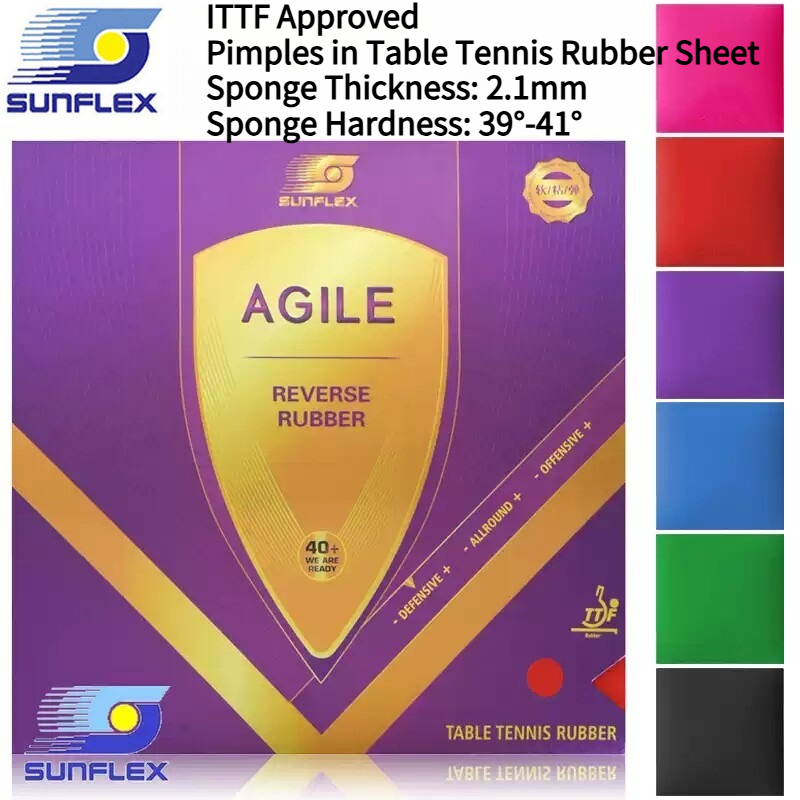 Table Tennis Rubber Anti Spin - SUNFLEX AGILE Borracha Colorida para Tênis